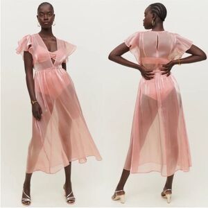 NEW Reformation Glory Sheer Dress Ballerina Pink Size XS